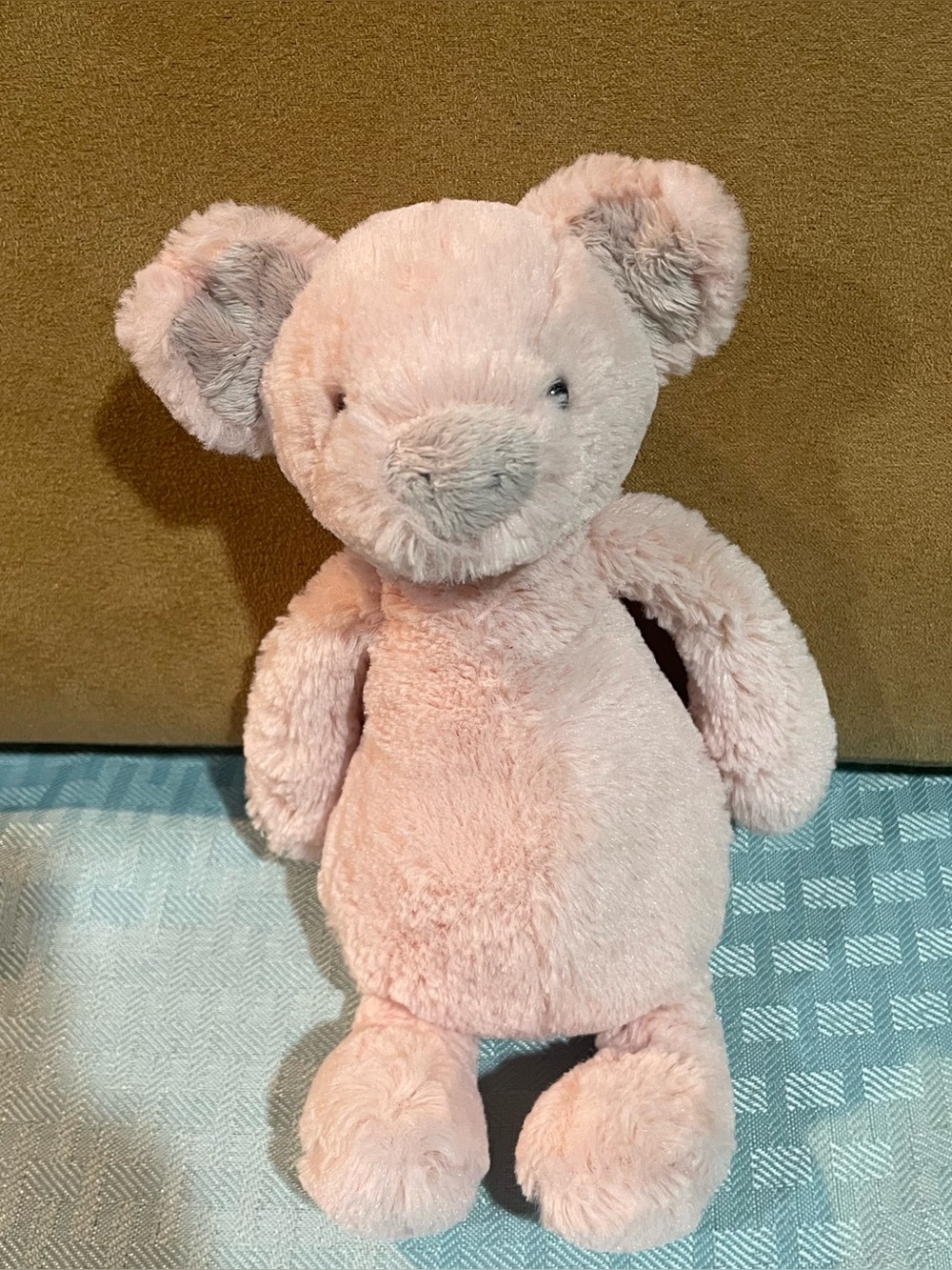 Jellycat Small Bashful Piggy Pink Plush Stuffed Animal Pig Grey  8" Used